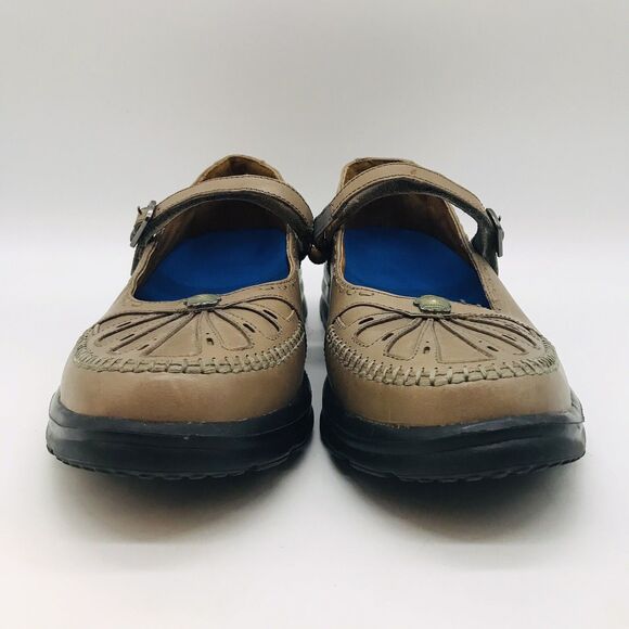 Dr. Comfort Paradise Tan Leather Mary Janes Women's 9M Hook & Loop Strap Shoes - Picture 3 of 13